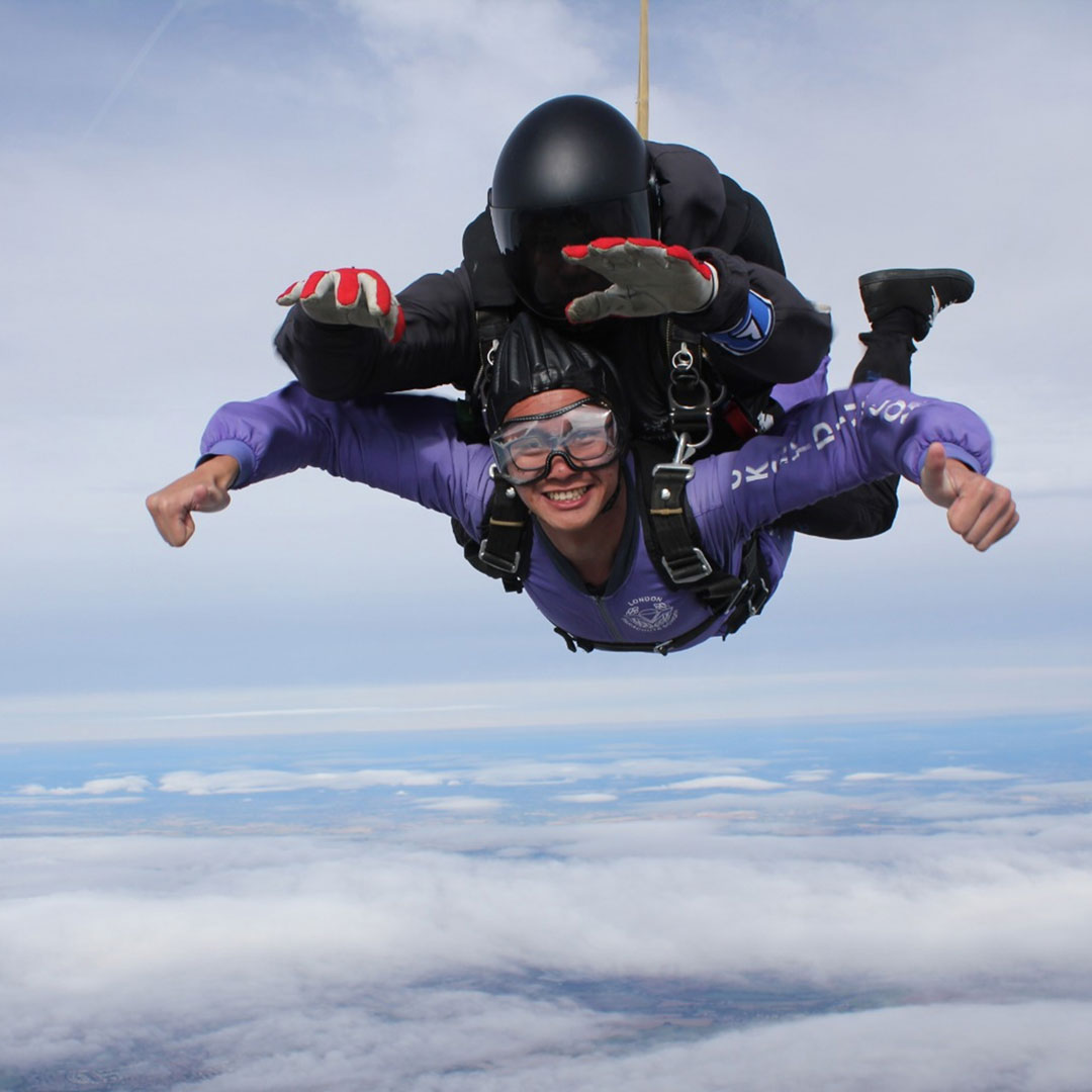 Abraham Lau skydived to raise funds for a charity during his 1-year internship in the UK